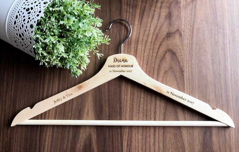 Personalised Engraved Natural Wood Wedding Coat Hangers Etsy