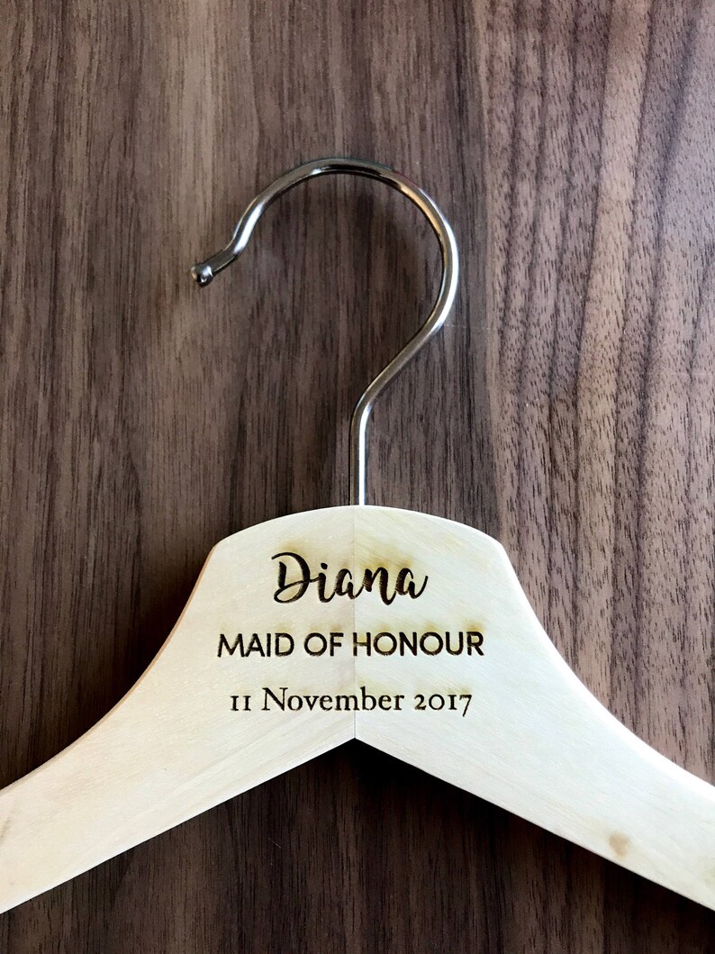 Personalised Engraved Natural Wood Wedding Coat Hangers Etsy