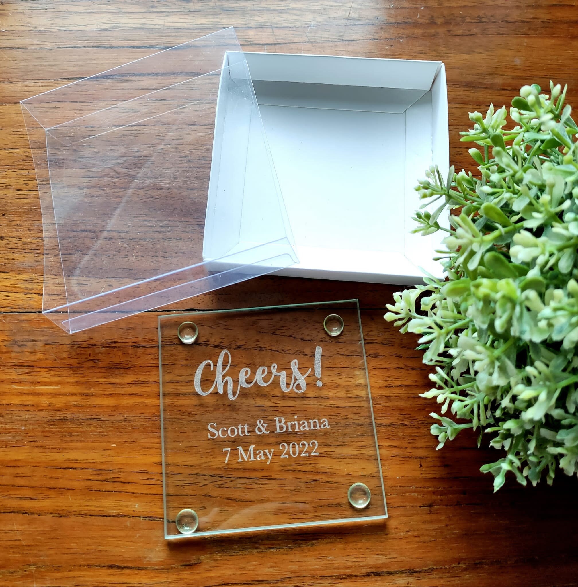 Personalised Engraved Glass Coasters Wedding Bomboniere Etsy Australia