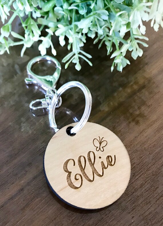 wooden name bag tags
