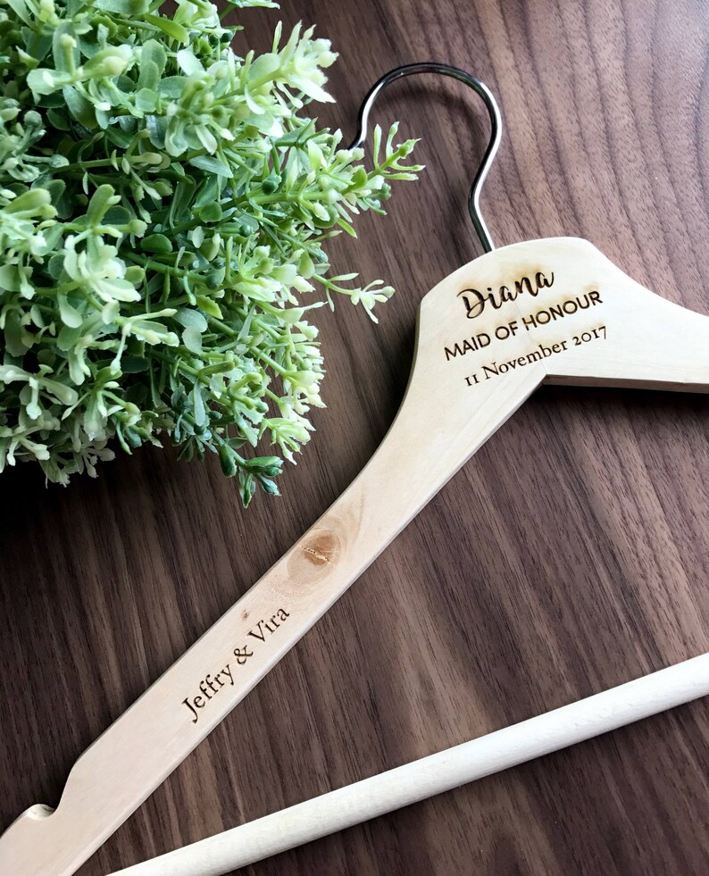 Personalised Engraved Natural Wood Wedding Coat Hangers Etsy