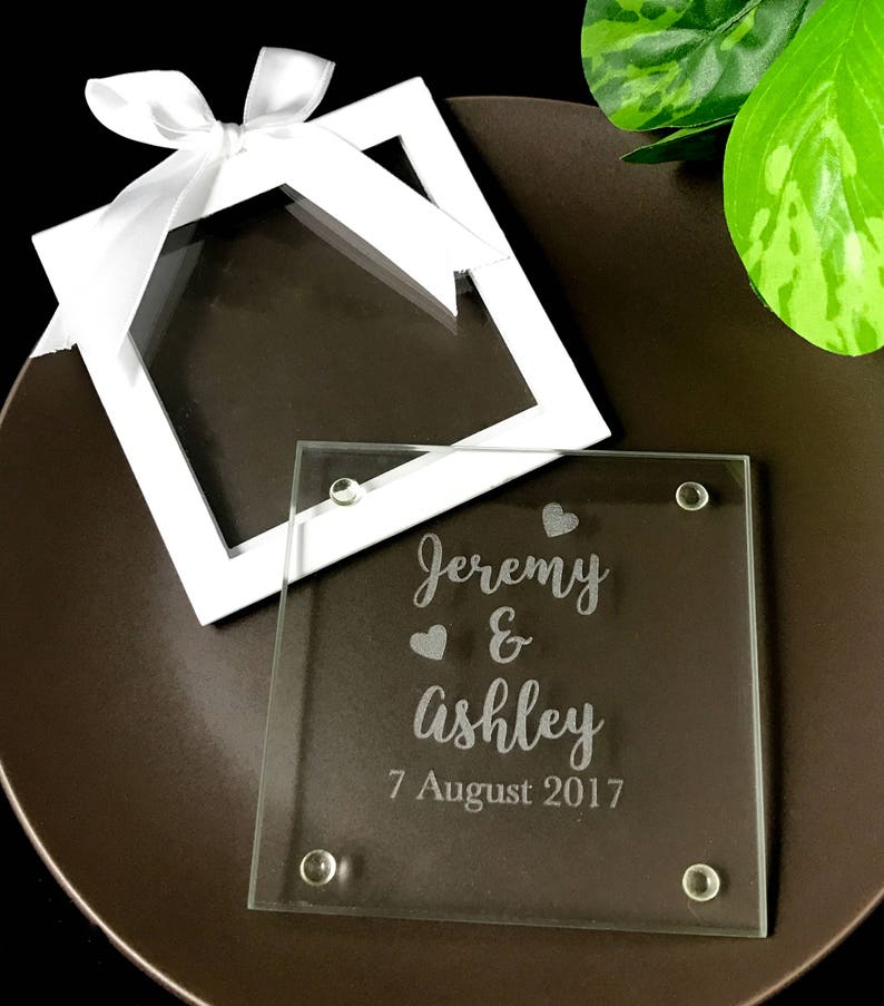 Personalised Engraved Glass Coasters Wedding Bomboniere Etsy Australia