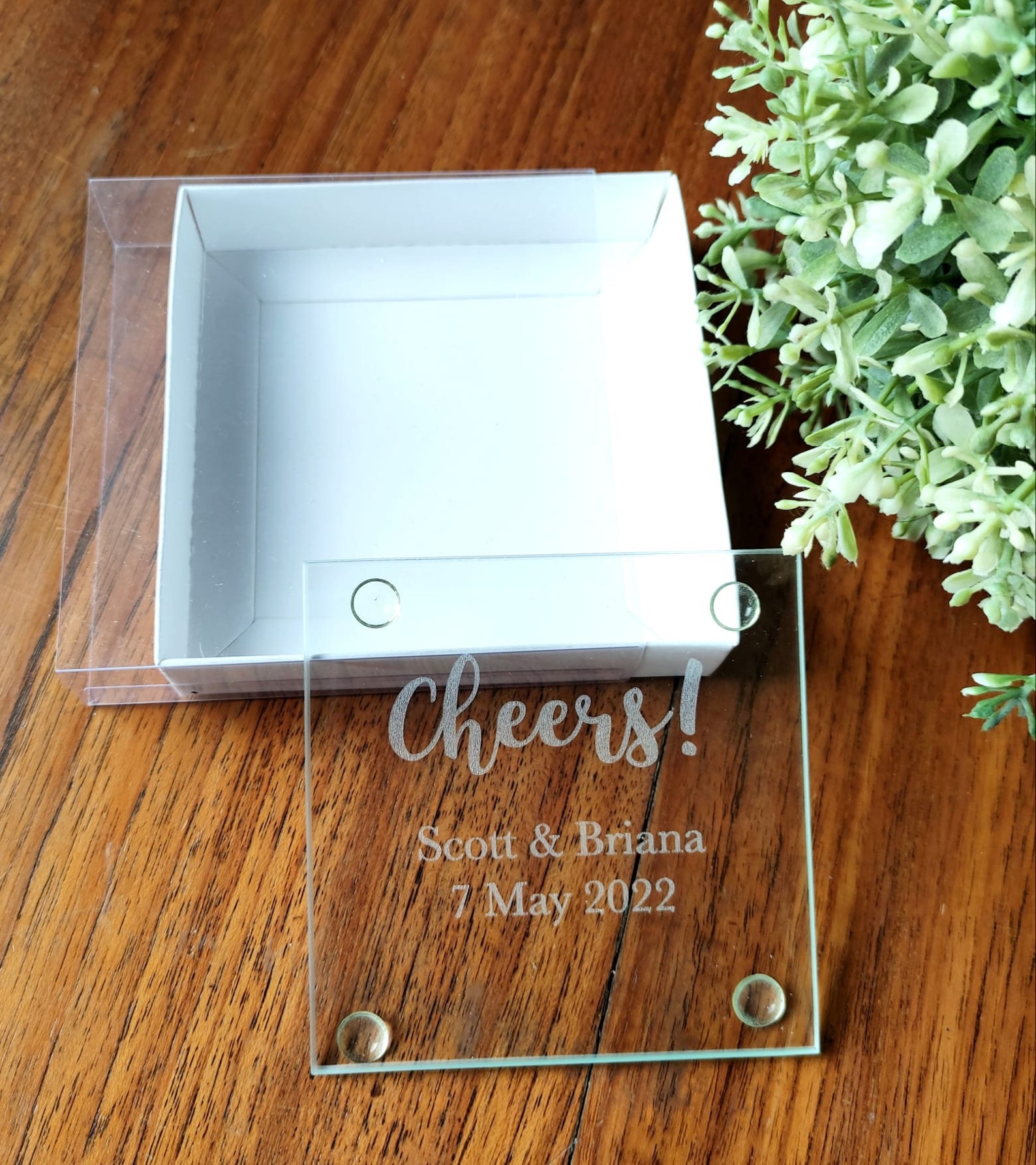 Personalised Engraved Glass Coasters Wedding Bomboniere Etsy Australia