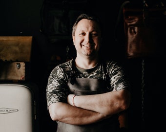 Work apron Brown Leather apron by Kruk Garage Barbers apron Welding apron Mens apron Chef apron Saddle leather apron FREE PERSONALIZATION