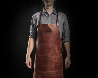 Leather apron for chef Restaurant form style Outdoor apron Welding apron Woodworking apron Bbq apron