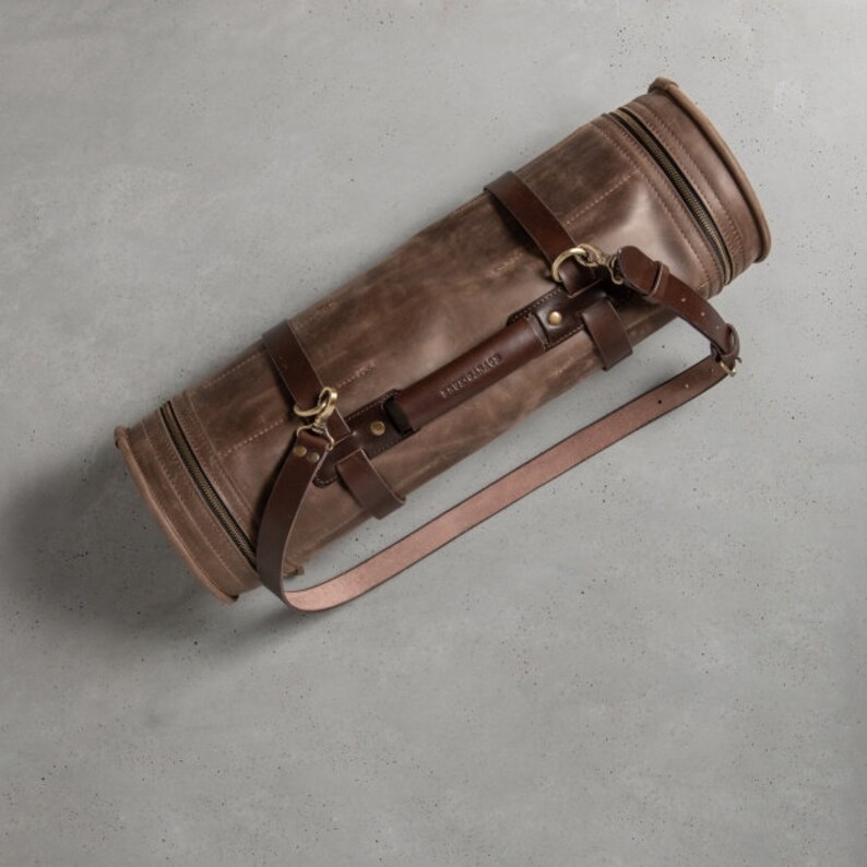 Brown leather barman bag Bartender roll bag Portable bar kit Etsy