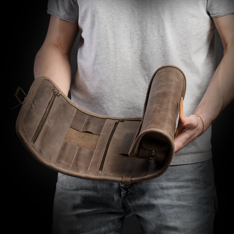 Leather Toiletry Bag Hanging Wash Roll Valentines Day Gift Etsy