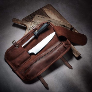 Chef knife roll Case for one knife Leather knife holder Leather knife case image 1