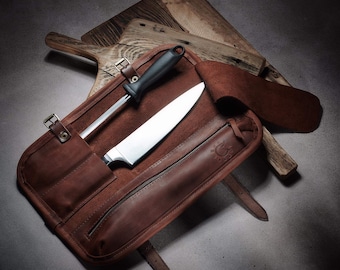 Chef knife roll Case for one knife Leather knife holder Leather knife case