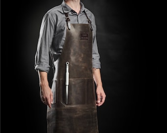 Grilling leather apron BBQ apron Outdoor cooking apron Woodworking apron Welding apron Leather workwear for men Christmas gift