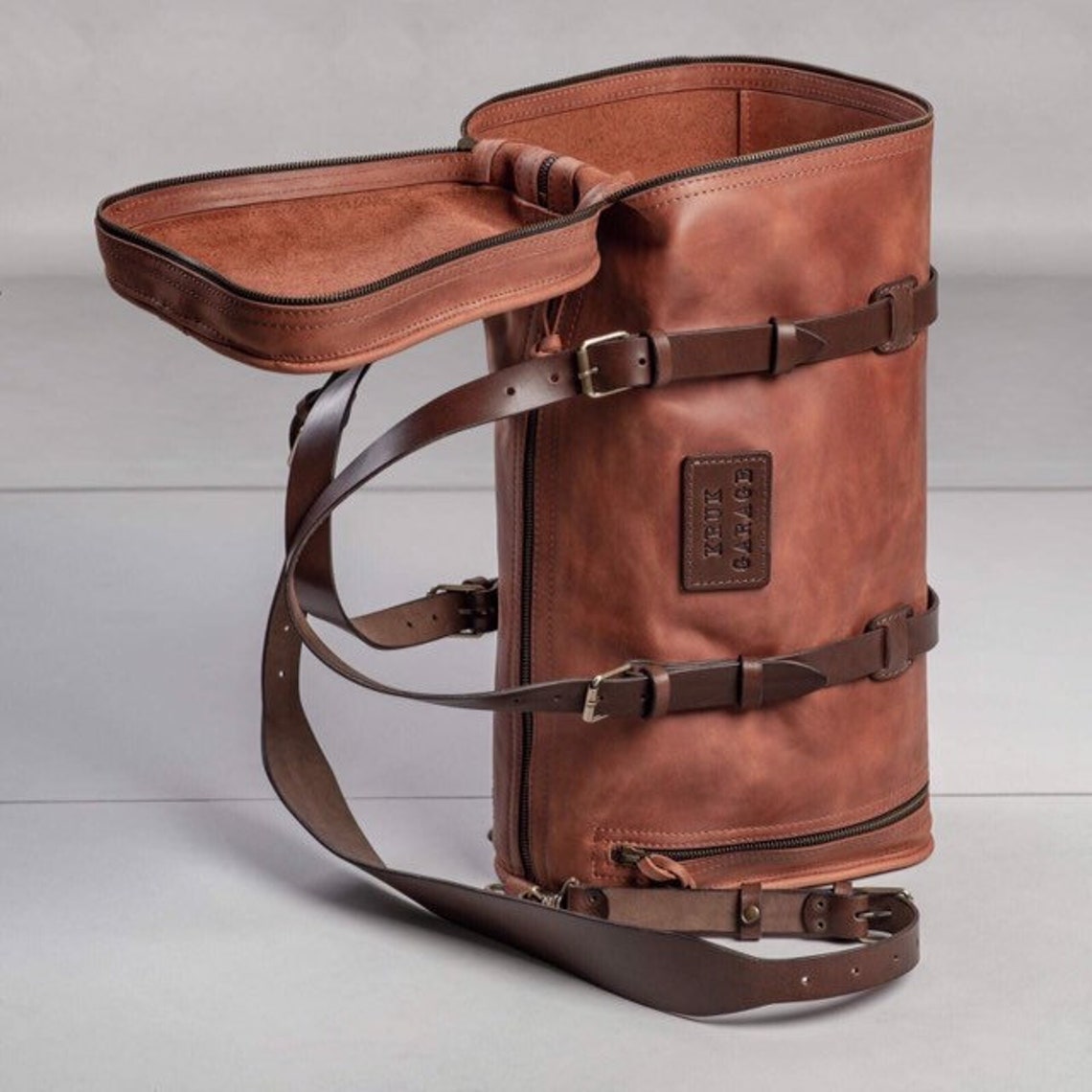 Tool bag Workman leather bag by Kruk Garage Cognac brown Etsy