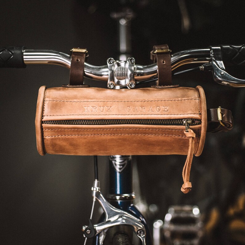 Leather bicycle bag Handcrafted bike bag by Kruk Garage Frame Etsy