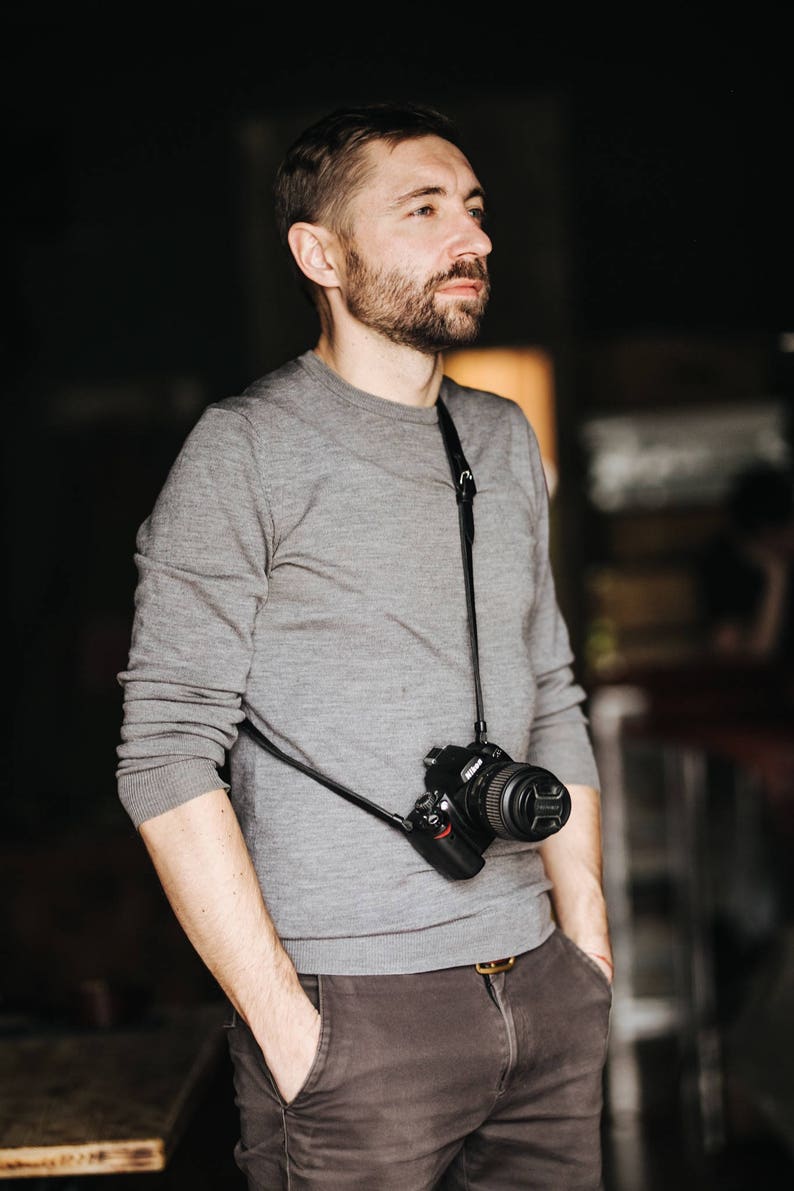 Leather camera strap Camera strap by Kruk Garage Vegetable tanned leather camera strap accessories Photographer gift FREE PERSONALIZATION
