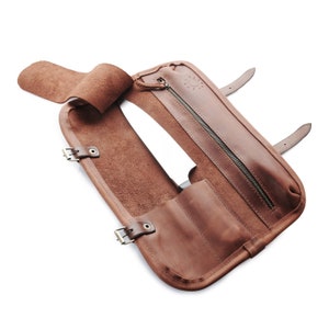 Chef knife roll Case for one knife Leather knife holder Leather knife case Cognac brown