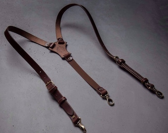 Leather suspenders Wedding suspenders by Kruk Garage Handcrafted suspenders Mens gift Groomsmen suspenders