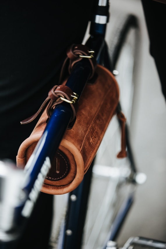 Handlebar bag Bicycle tool bag Bike accessory Leather bicycle frame bag Bike tools bag Handcrafted bike Father day gift