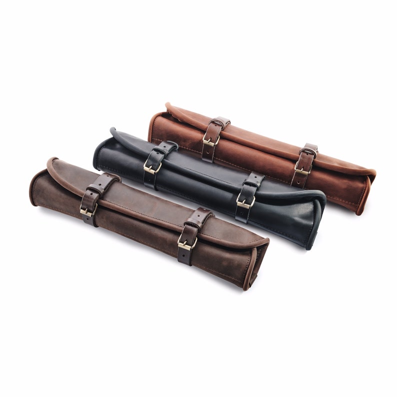 Chef knife roll Case for one knife Leather knife holder Leather knife case image 8
