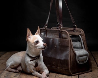 Dog Carrier Purse Leather pet tote Dog bag Small dog carrier Leather carrier tote Travel portable pet bag Shoulder bag for pet