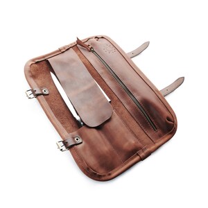 Chef knife roll Case for one knife Leather knife holder Leather knife case image 4