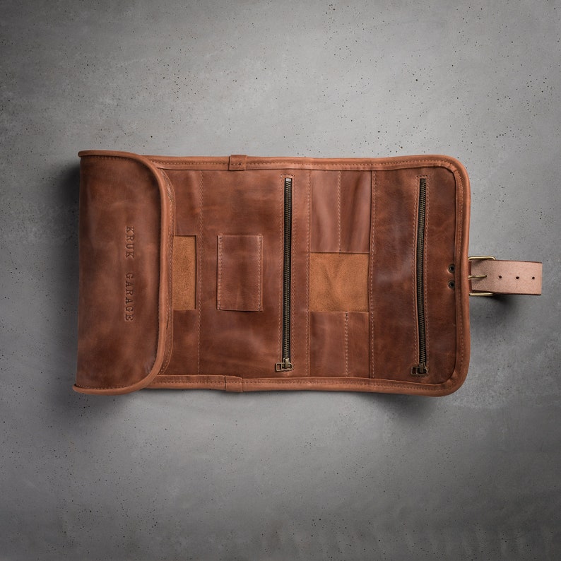 Leather Toiletry Bag Hanging Wash Roll Valentines Day Gift Etsy