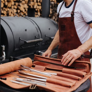 Grilling bag Grill tools organizer Barbecue roll bag Outdoor cooking bag Grill tools holder Grilling tools storage Christmas gift