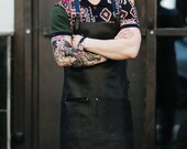 女性用レザーエプロン 頑丈なバーベキューエプロン バーテンダー