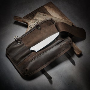 Chef knife roll Case for one knife Leather knife holder Leather knife case image 10