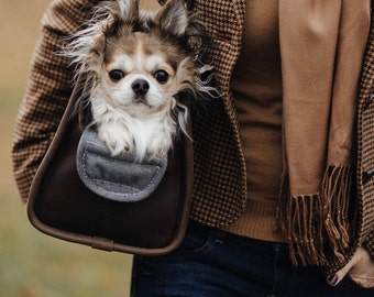 Dog carrier Leather pet tote Dog bag Small dog carrier Leather carrier Travel pet bag Shoulder bag for pet Father day gift