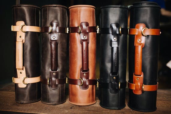 Handcrafted knife roll bag Leather knives carrier