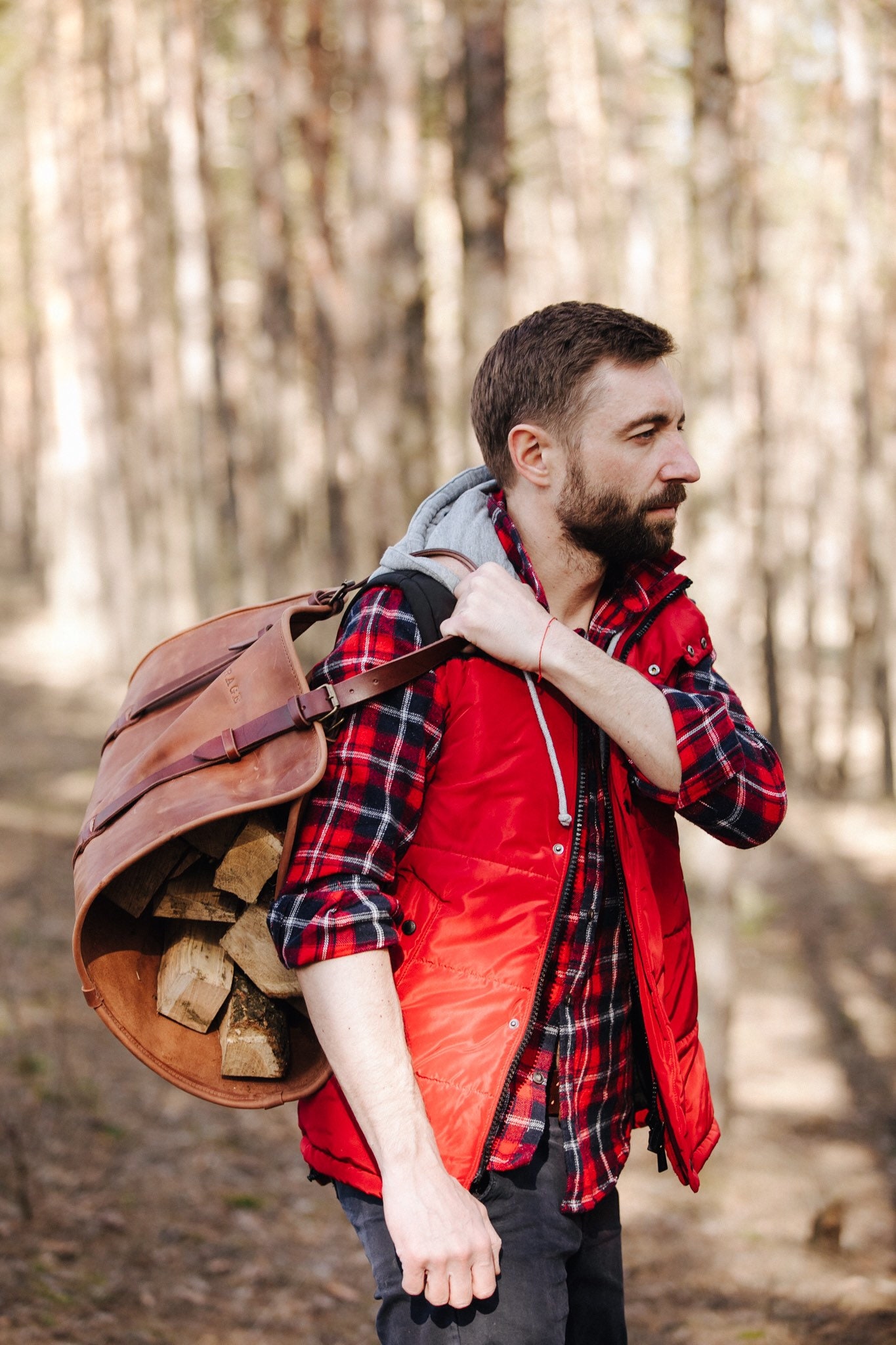 Firewood Carrier Leather Log Carrier Firewood Log Holder Etsy Canada