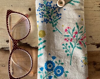 Echino Kokka  cotton/linen glasses pouch / Japanese fabric