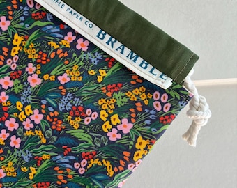 Bramble drawstring bag / garment bag / project bag / Rifle paper co / travel bag