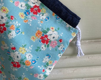 Cath Kidston Clifton Rose cotton drawstring bag / garment bag / project bag / Cath Kidston / travel bag / gift bag