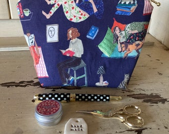 Readers zipper pouch /  fabric zipper pouch /Accessory pouch / makeup bag