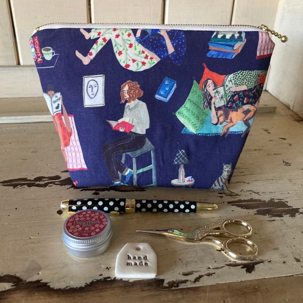 Readers zipper pouch /  fabric zipper pouch /Accessory pouch / makeup bag