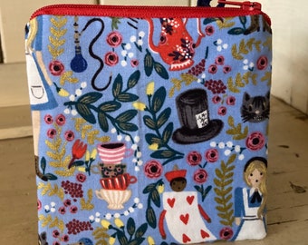 Small Wonderland Zipper pouch / accessory bag / Rifle paper co / Alice in Wonderland  / C + S / coin purse