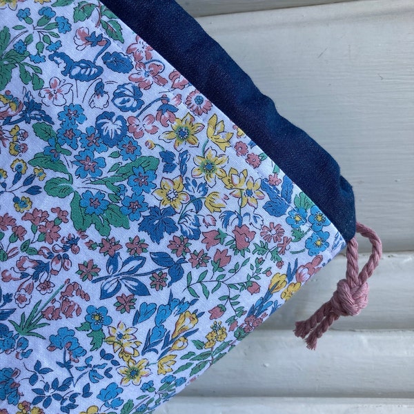 Liberty Flower Show Wisely Grove (chubby base) drawstring bag  / Orchard Garden / Sotak pattern