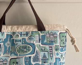Liberty of London Charming City On-the-go project bag / Lasenby cotton  / Sotakhandmade patterns /