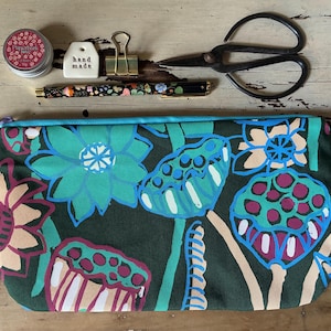 Publisher textiles designer zipper pouch / large Accessory pouch / Makeup bag / project pouch