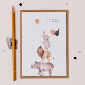 Karta urodzinowa Safari Stack, Karta Safari, Karta urodzinowa ze zwierzętami, Urodziny dzieci, Urodziny dzieci, To twoje urodziny, Wszystkiego najlepszego z okazji urodzin