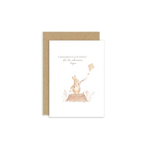 Carte lapin, carte nouvelle aventure, carte nouveau bébé, carte adoption, carte nouveau départ, que l'aventure commence