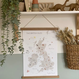 Impression des îles britanniques pour enfants, impression de carte, impression de chambre de bébé, impression de chambre de bébé neutre, îles britanniques