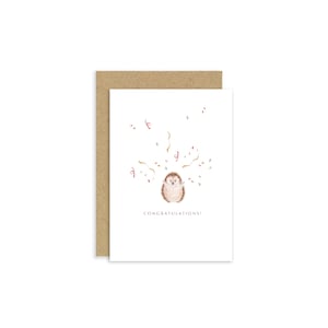 Egel gefeliciteerd kaart, egel kaart, vierende egel, egel schilderij, schattige egel