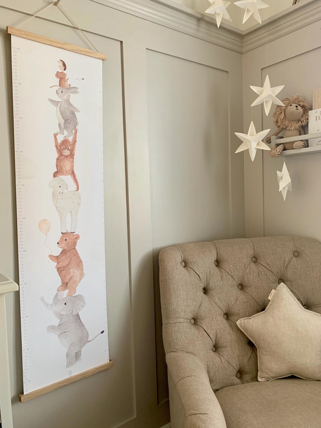 Animal Height Chart, Fabric Height Chart, Woodland Nursery Decor
