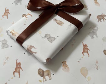 Safari gift wrap, Safari gift wrap sheet, Gift wrap, Animal wrapping paper