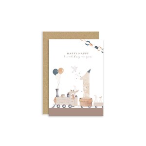 Todos a bordo! Cartão de 1º aniversário, Cartão de trem, Cartão de aniversário, Primeiro aniversário, 1º aniversário, Cartão de primeiro aniversário, Feliz aniversário, Cartão infantil