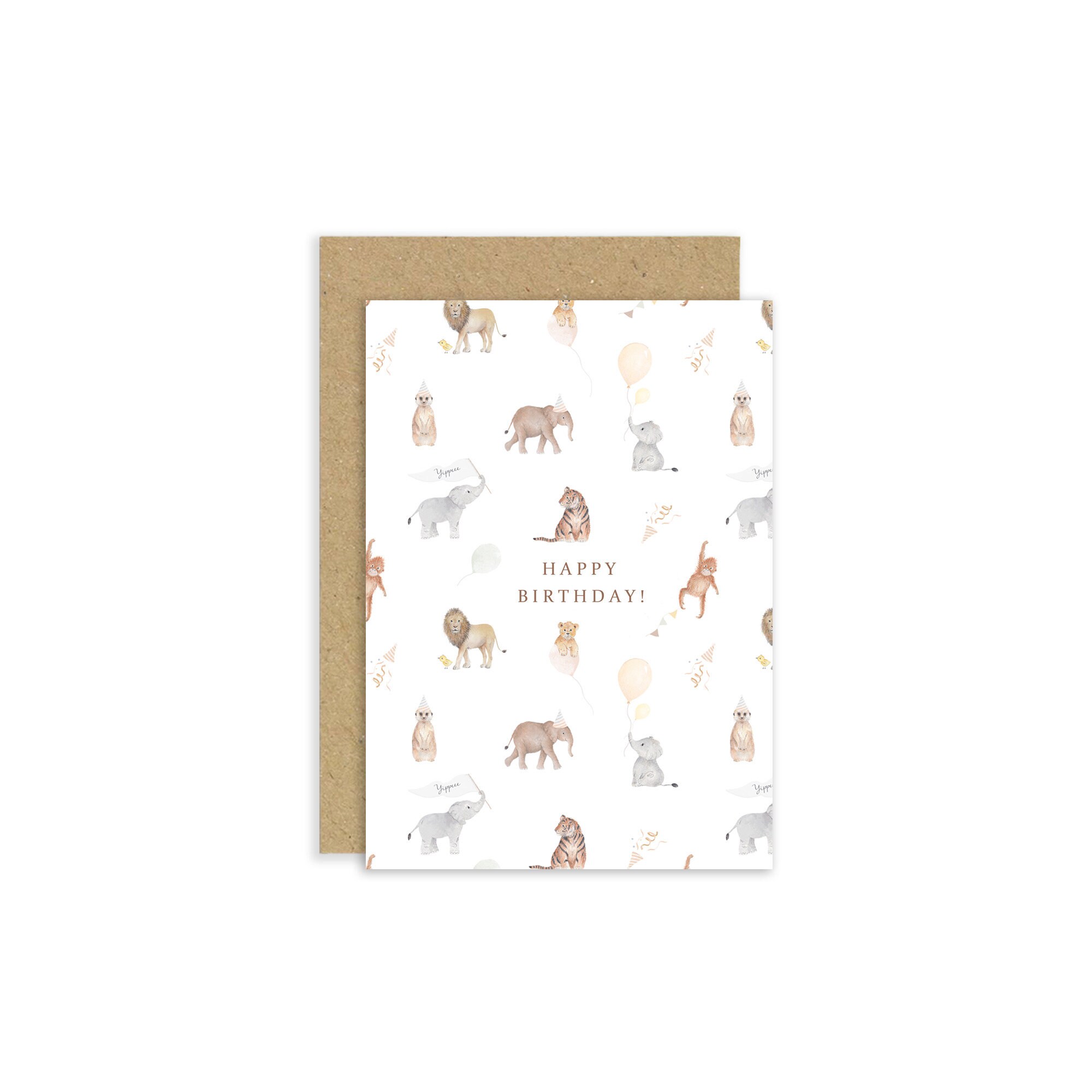 Safari Birthday Card, Jungle Birthday Card, Kids Birthday Card, Safari Themed Kids Party, Kids Happy Birthday Cute Card