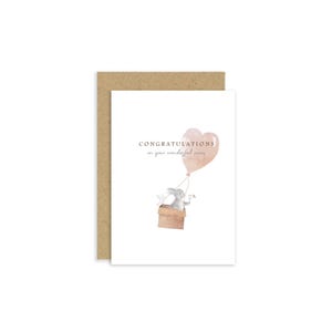 Carte de félicitations, carte de nouveau-né, carte de lapin, carte de bonne nouvelle, illustration de joli lapin, carte de futurs parents
