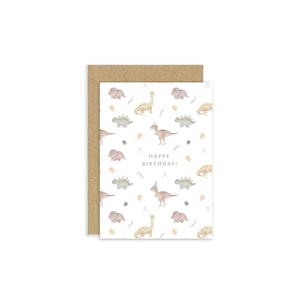 Dinosaur Birthday Card, Children’s Dinosaur Card, Dinosaur themed Party Card, Dinosaur Watercolour Illustrations
