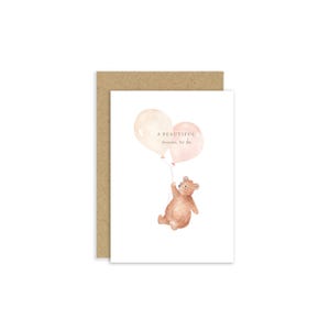 Carte belle future maman, carte nouvelle maman, carte ours, ballons aquarelles